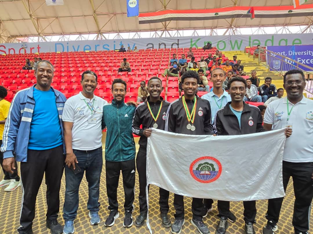 Sport Science Team and Dean Office staff during medal award for ASTU contestants and Students Dean Office during medal award for